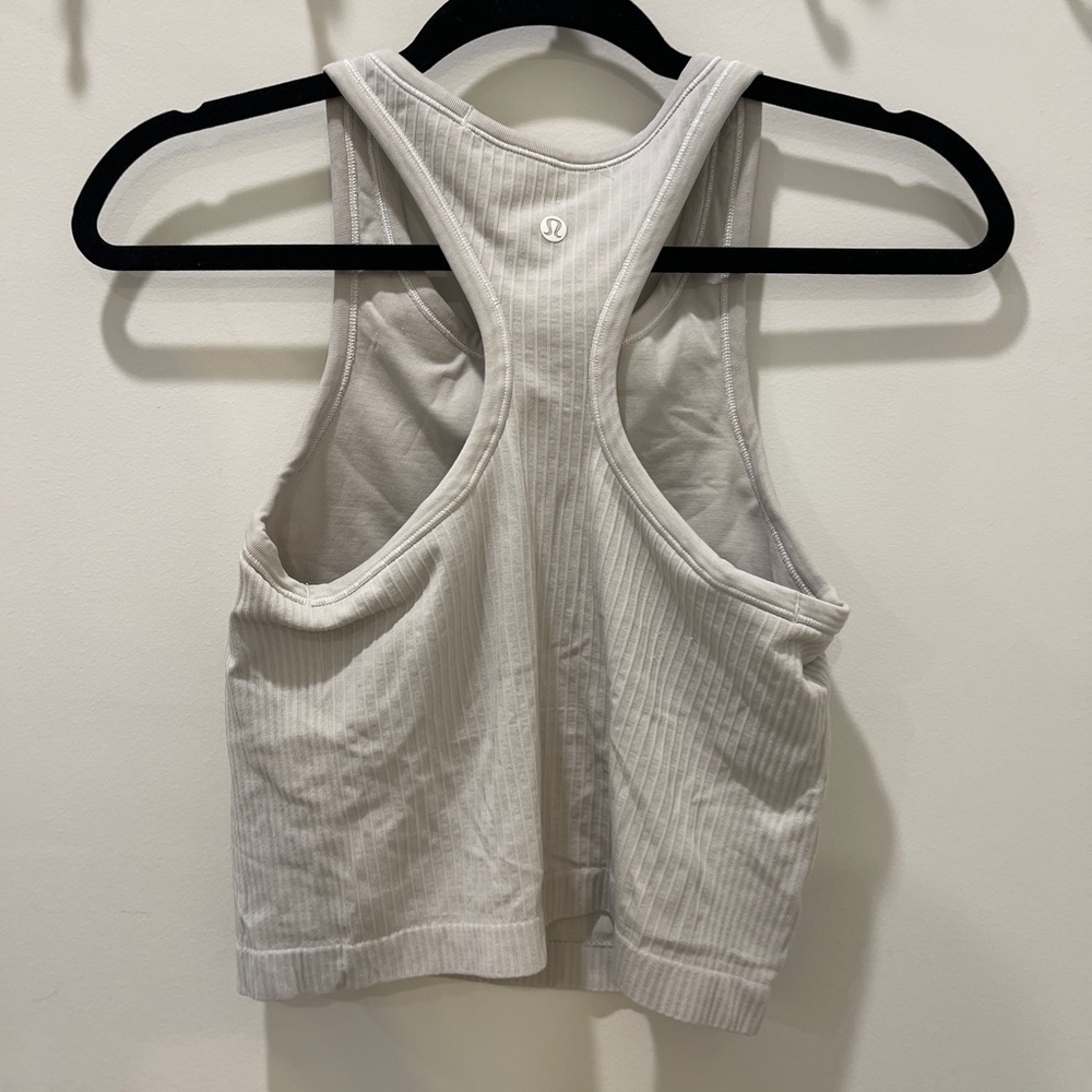 White Ribbed Women's Tank Top - Picture 2 of 2